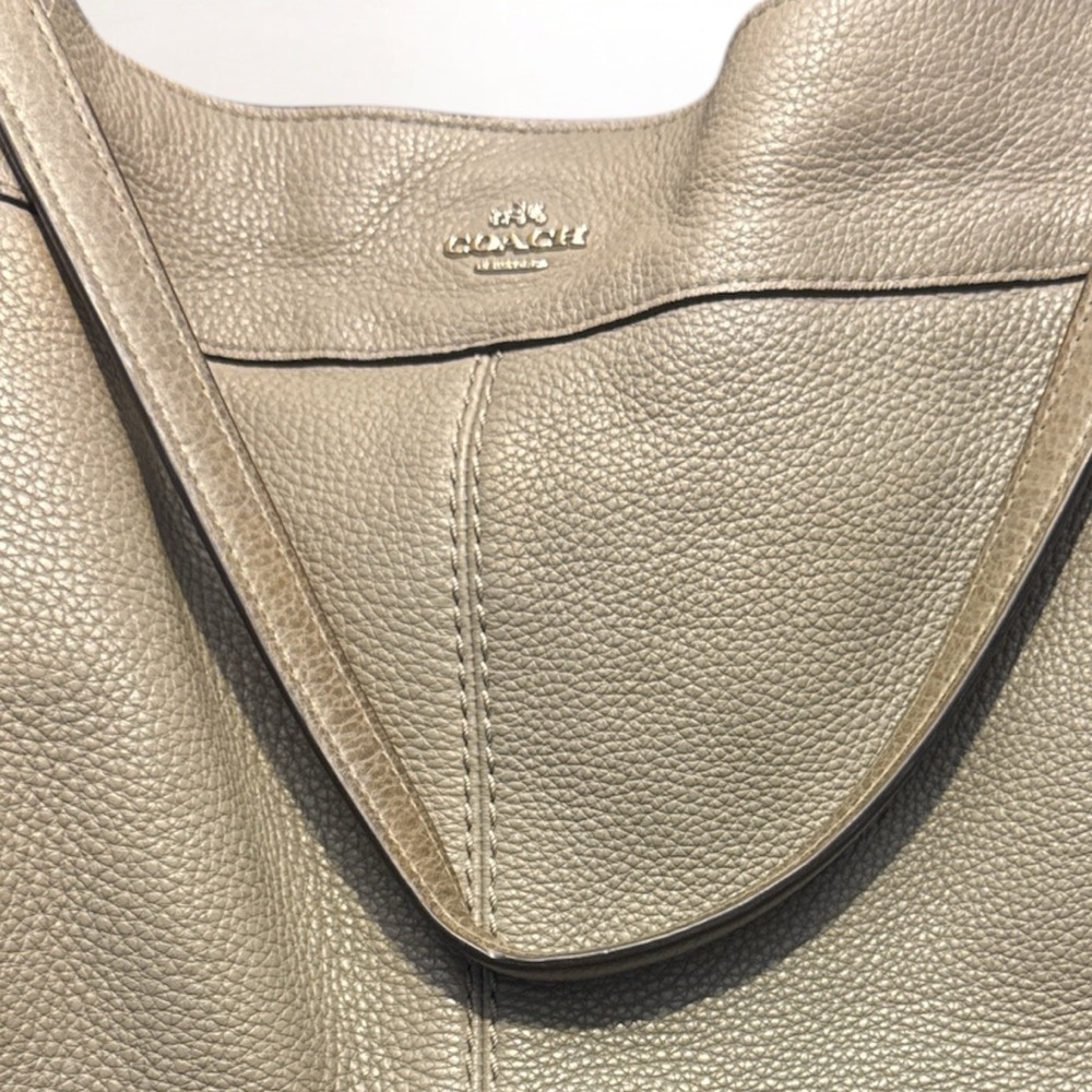 Coach Pebbled Leather Hobo Bag in Taupe